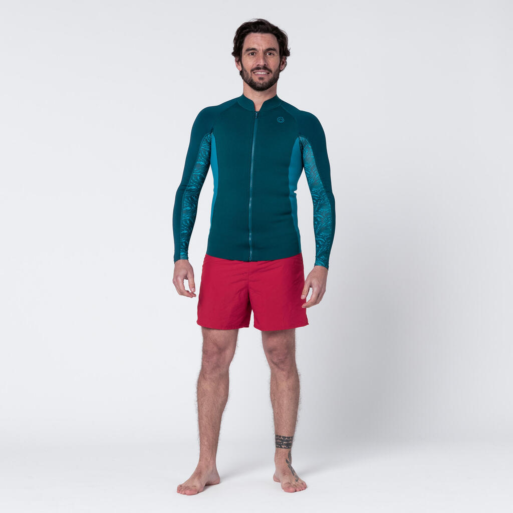 Men's anti-UV long-sleeved 1 mm neoprene torso top - turquoise