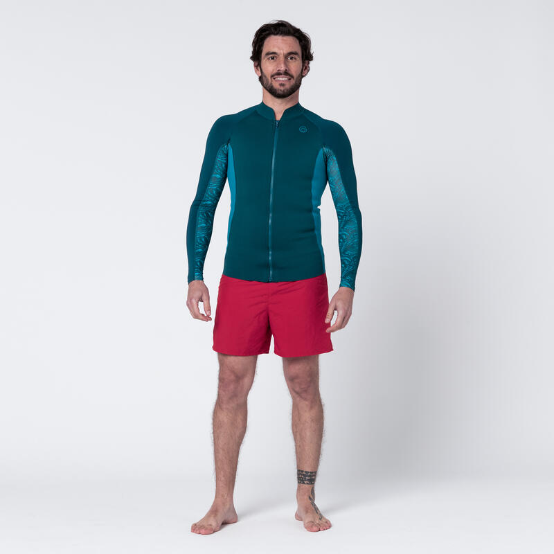 Top anti UV Manches longues Homme néoprène 1 mm - Turquoise