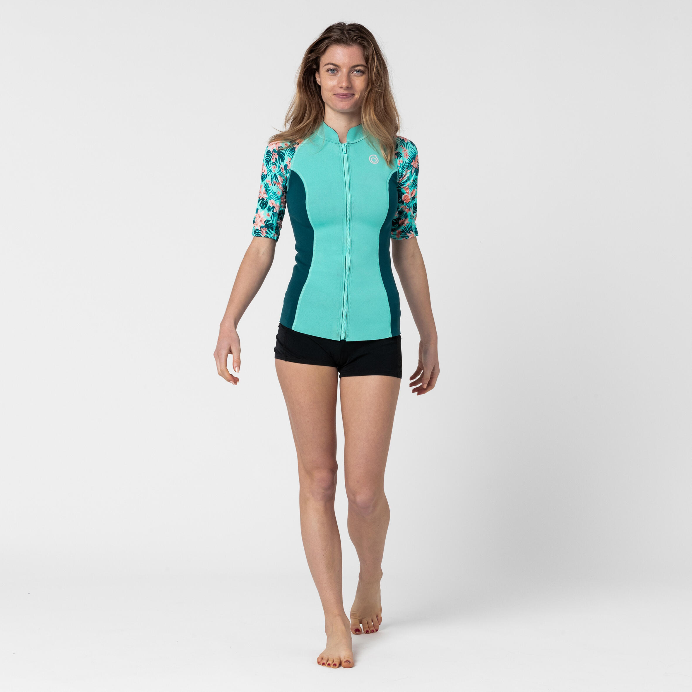 Camiseta de Neopreno Manga Corta Subea 500 Mujer Turquesa 2/9