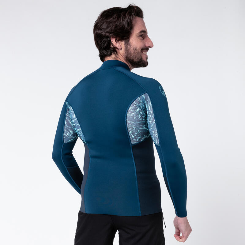UV-werend zwemshirt met lange mouwen voor heren neopreen 1,5 mm blauw