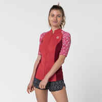 Women's anti-UV short-sleeved 1 mm neoprene top - flower pink