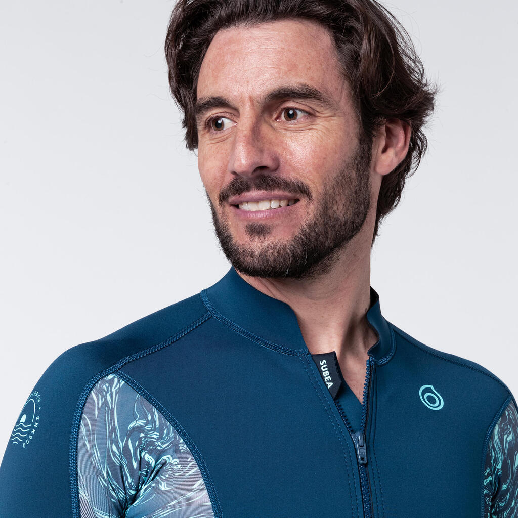 Men's top anti-UV long-sleeved 1.5 mm neoprene - Blue