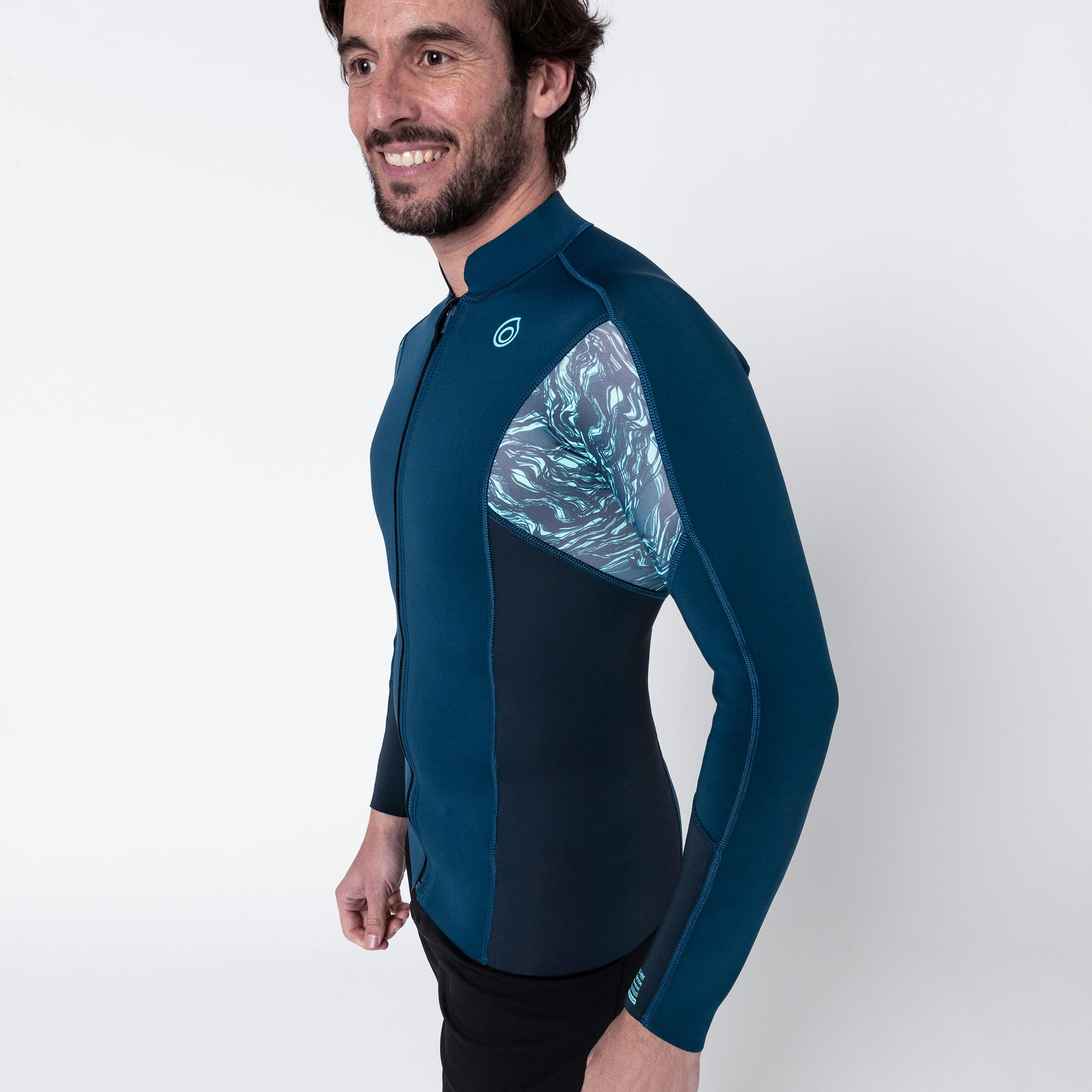 Men s top anti UV long sleeved 1.5 mm neoprene Blue Decathlon