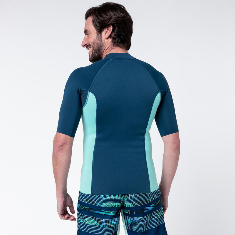 UV-werend zwemshirt met korte mouwen voor heren neopreen 1,5 mm blauw