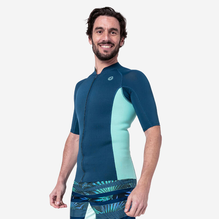 Men's top anti-UV short-sleeved 1.5 mm neoprene blue