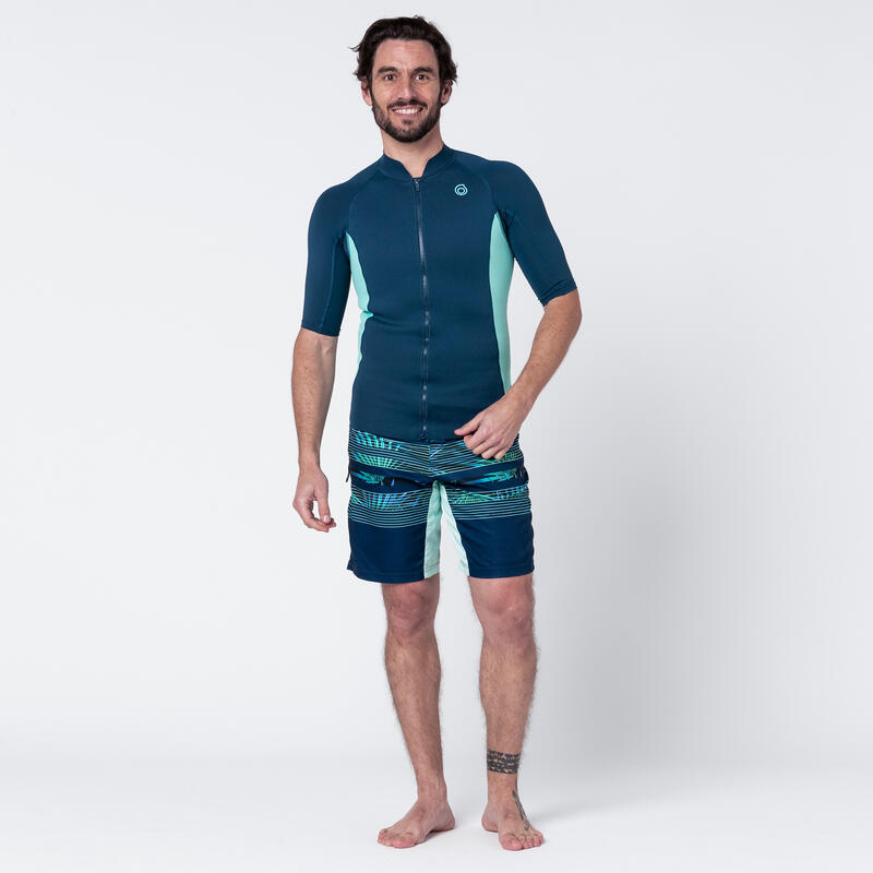 UV-werend zwemshirt met korte mouwen voor heren neopreen 1,5 mm blauw