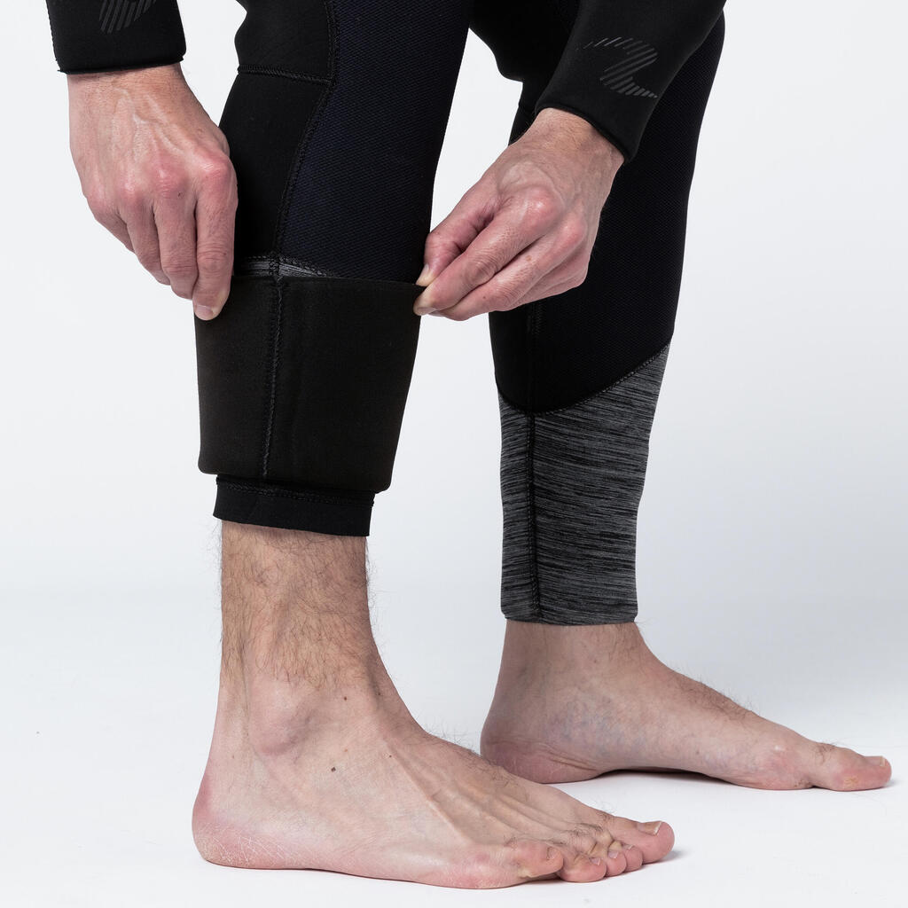 Vīriešu neoprēna hidrotērps niršanai ar akvalangu “Aquaflex”, 5 mm, melns/pelēks