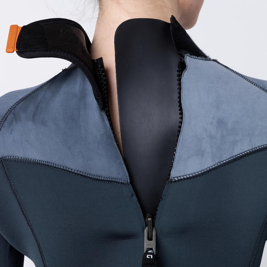 Moteriškas nardymo kostiumas iš 5 mm storio neopreno „Aquaflex“, juodas, pilkas