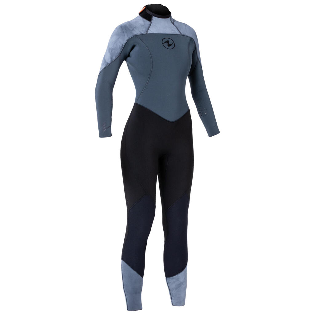 Women’s neoprene scuba diving wetsuit AQUAFLEX 5mm - black/grey