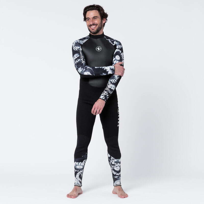 Fato de Mergulho com Garrafa HYDROFLEX Neoprene 3 mm Homem Preto/Branco