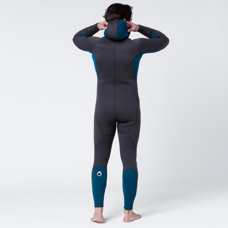 Muta subacquea uomo 500 neoprene 5 mm nero-azzurro