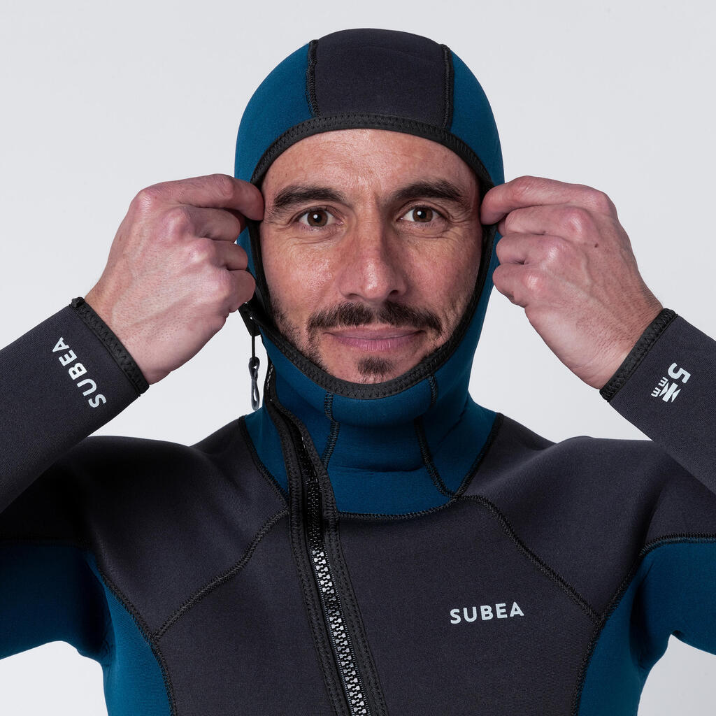 Men's diving wetsuit 5 mm neoprene SCD 500 black and blue