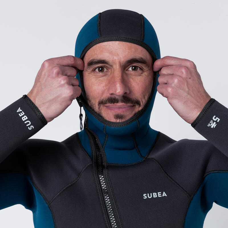 Fato de Mergulho Neoprene 5 mm Homem - SCD 500 Cinzento e azul