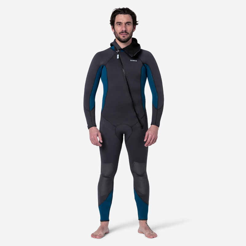 Combinaison 5 Mm Capuche Combinaison De Plongée Homme 5 Mm – Néoprène Avec Capuche, Fermeture éclair Avant – Pour Surf, Natation, Plongée Avec Tuba Combinaison Néoprène Fermeture éclair Avant