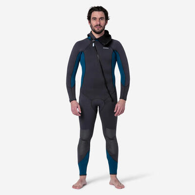 Muta subacquea uomo 500 neoprene 5 mm nero-azzurro