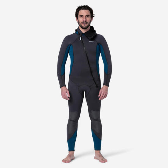 Muta subacquea uomo 500 neoprene 5 mm nero-azzurro