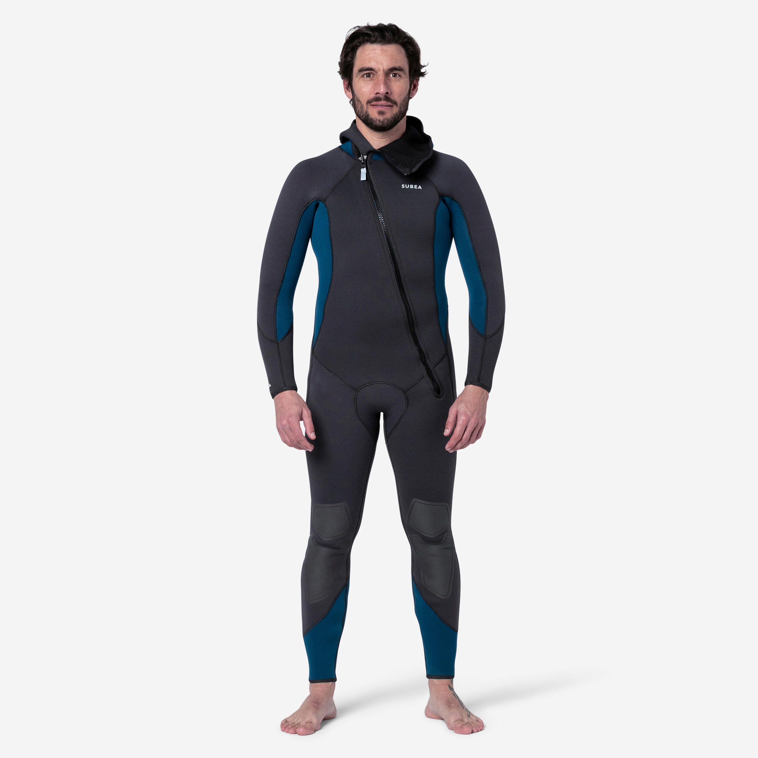 Decathlon | Muta subacquea uomo 500 neoprene 5 mm nero-azzurro |  Subea