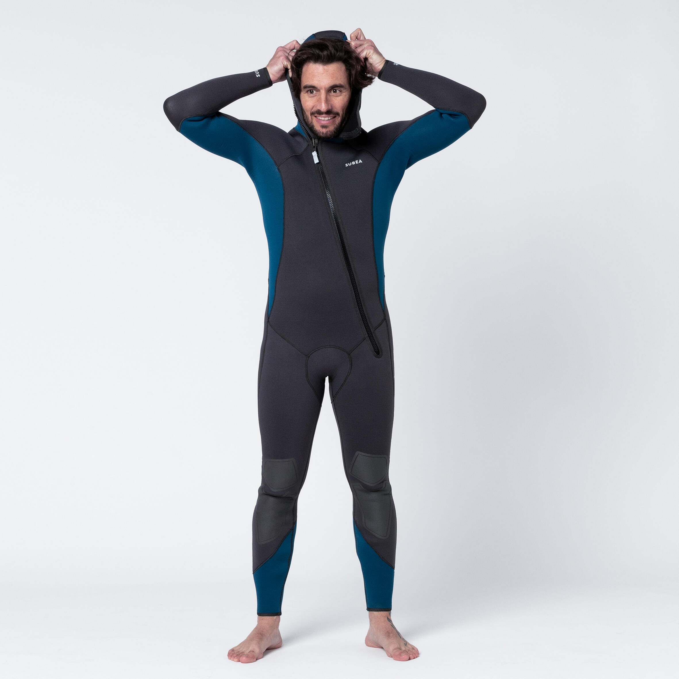 Men's diving wetsuit 5 mm neoprene SCD 500 black and blue 2/9