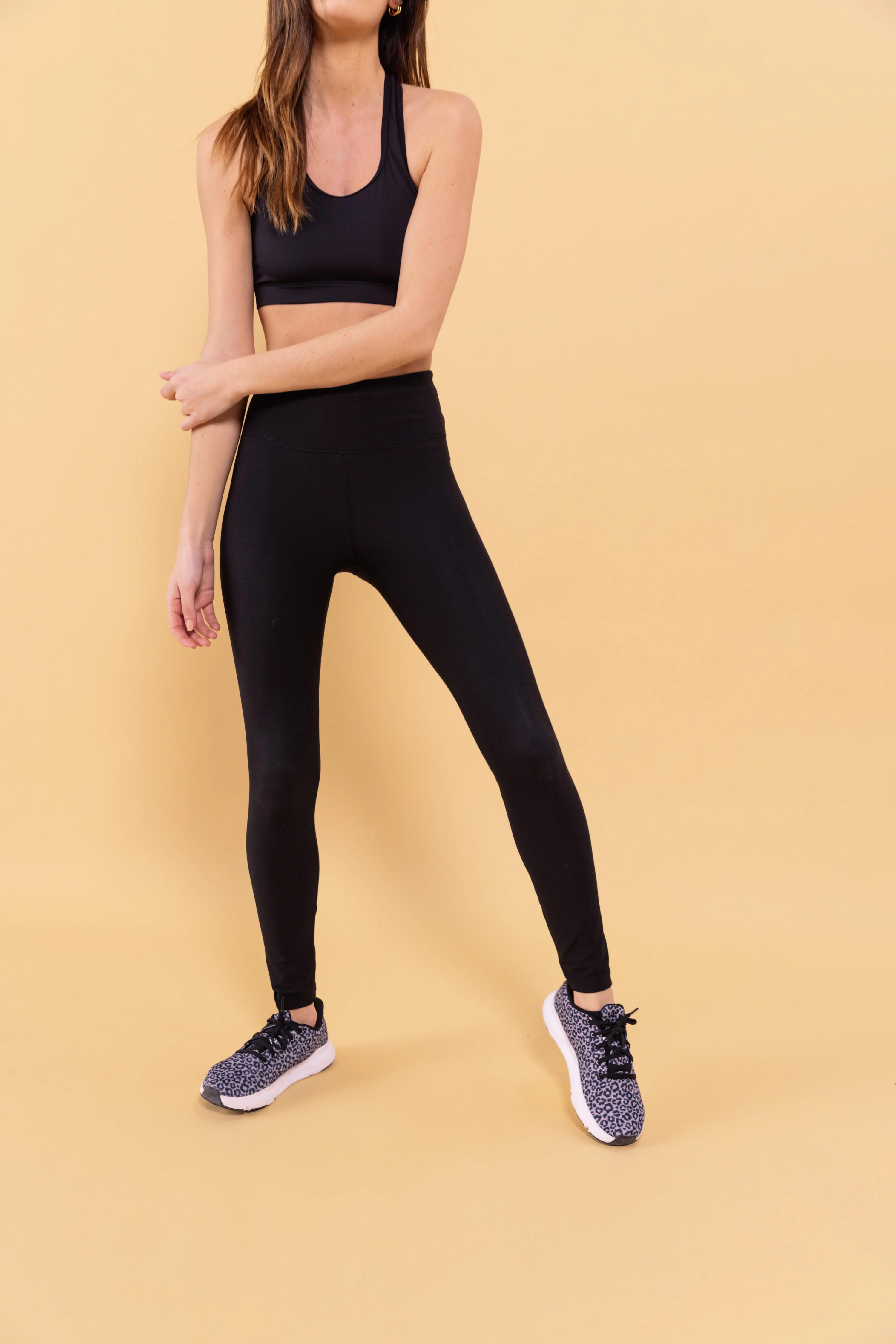 Leggings de desporto cintura subida e respiráveis mulher, preto 19/20