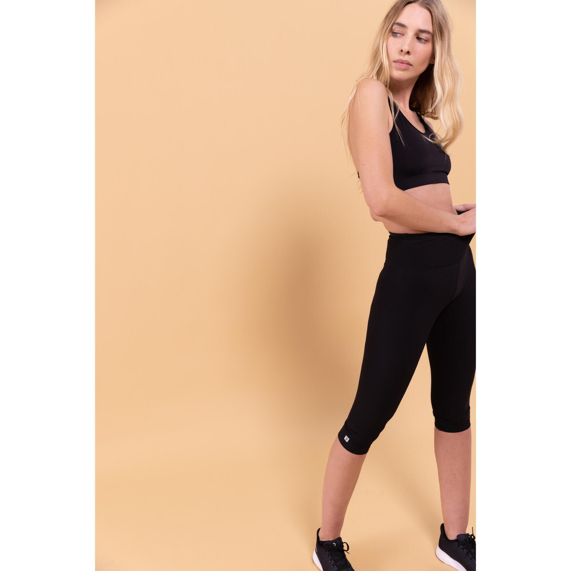 Corsari donna fitness 100 vita alta neri 3/4