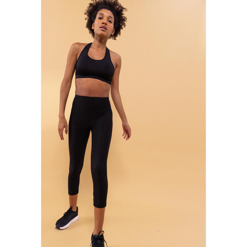 Kadın Siyah Spor Tayt FLE 100 - Fitness Kardiyo