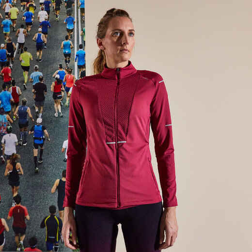 
      KIPRUN WOMEN'S RUNNING JACKET BREATHABLE BURGUNDY
  