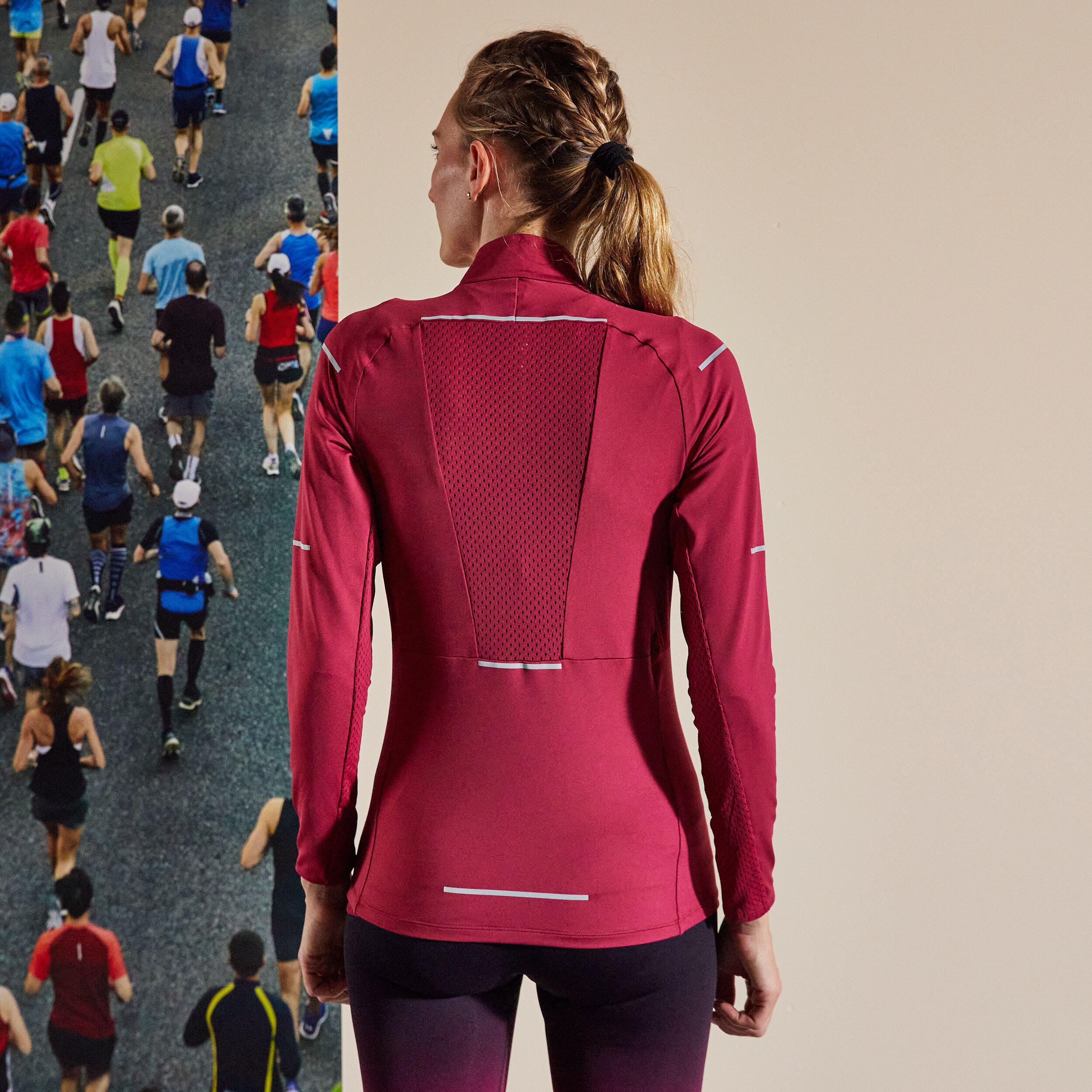 KIPRUN WOMEN'S RUNNING JACKET BREATHABLE BURGUNDY 7/9