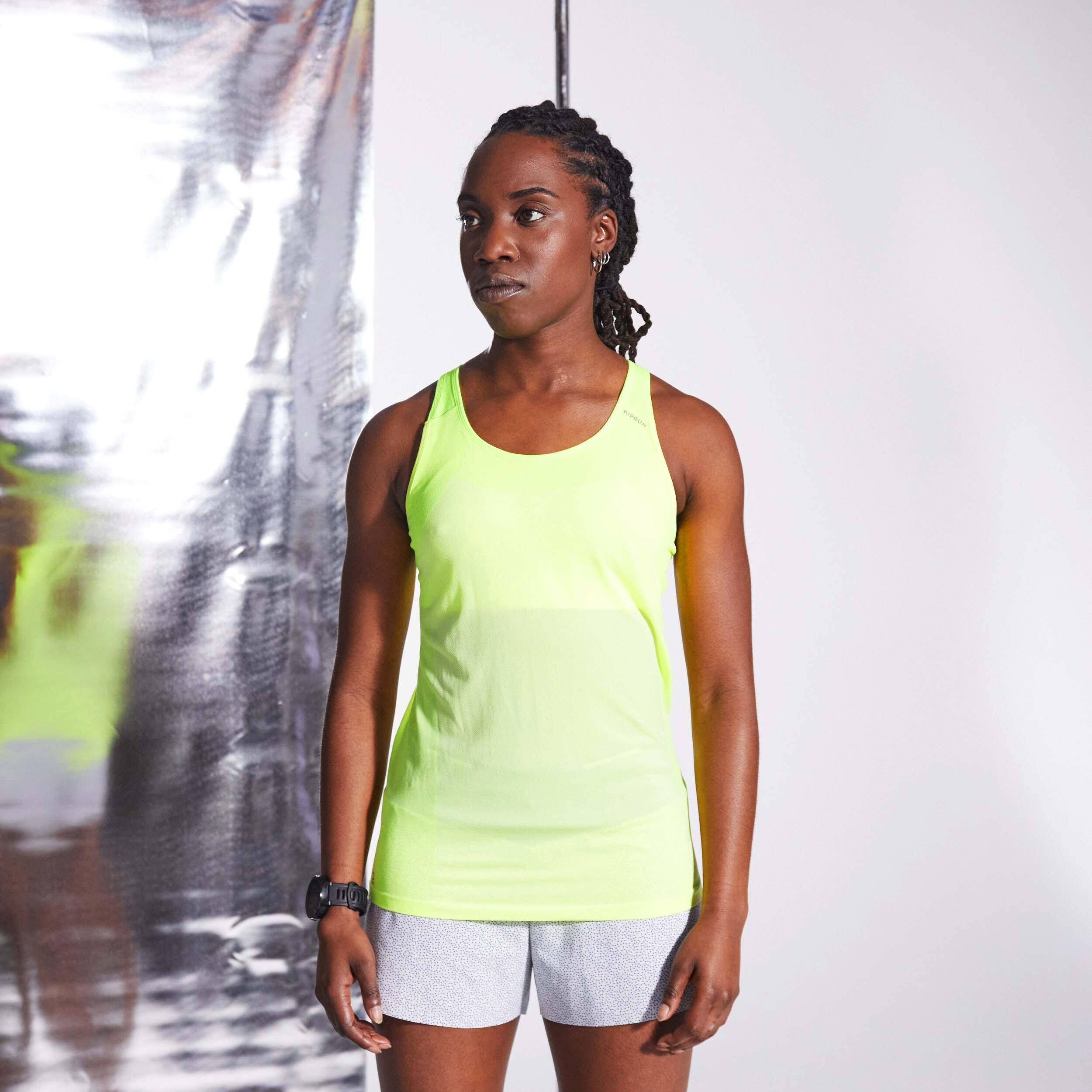 KIPRUN Canotta con top running donna KIPRUN CARE giallo fluo
