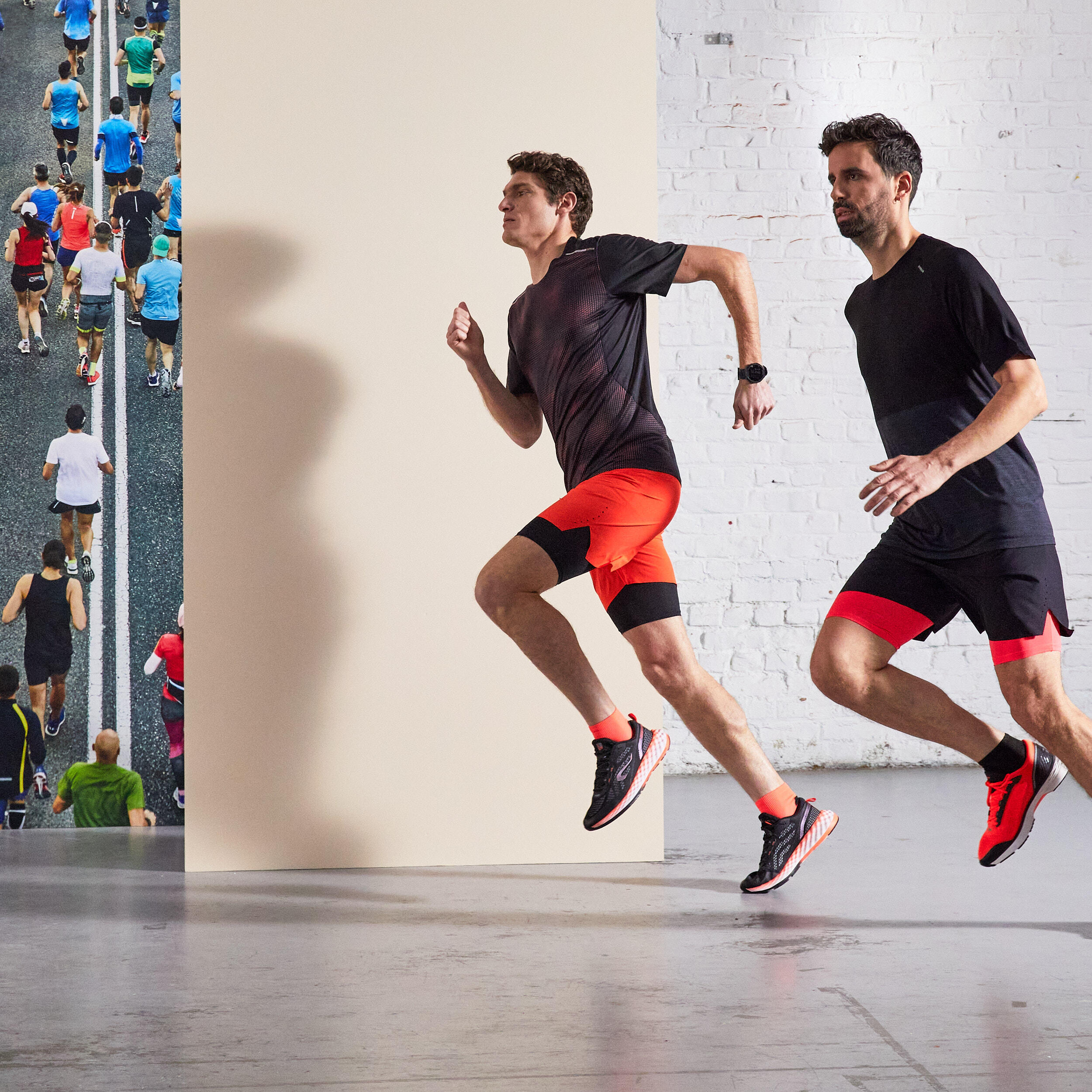 Men's Running 2-in-1 Tight Shorts - red black 4/7