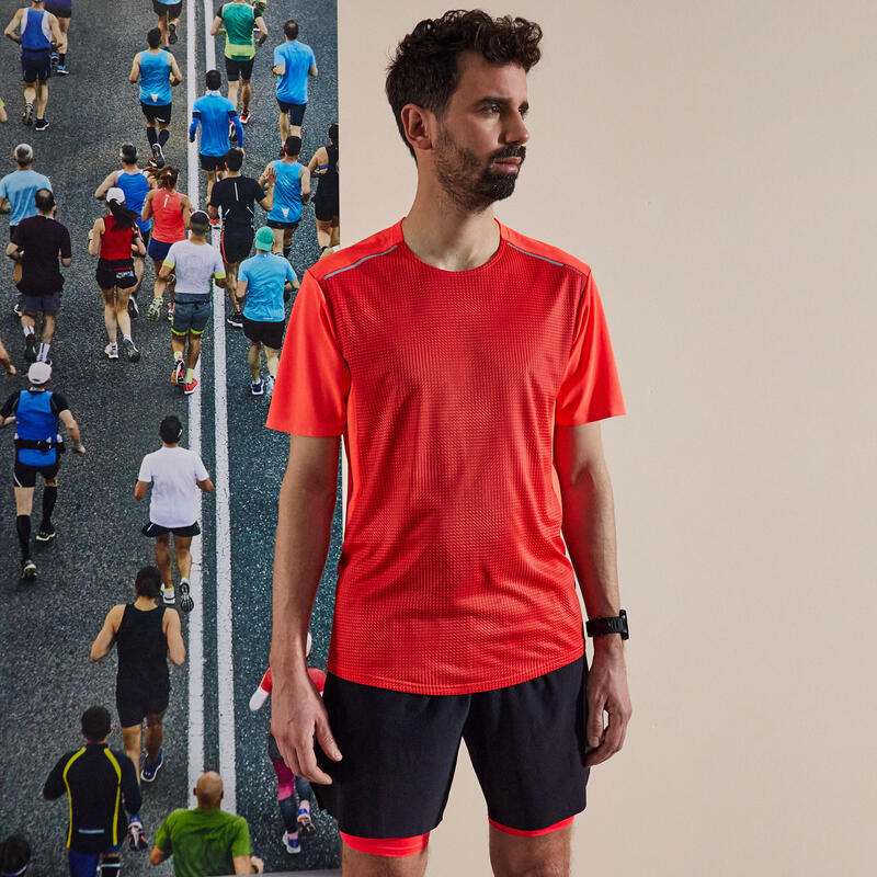 TEE SHIRT RUNNING HOMME RESPIRANT KIPRUN LIGHT ROUGE EDITION LIMITEE
