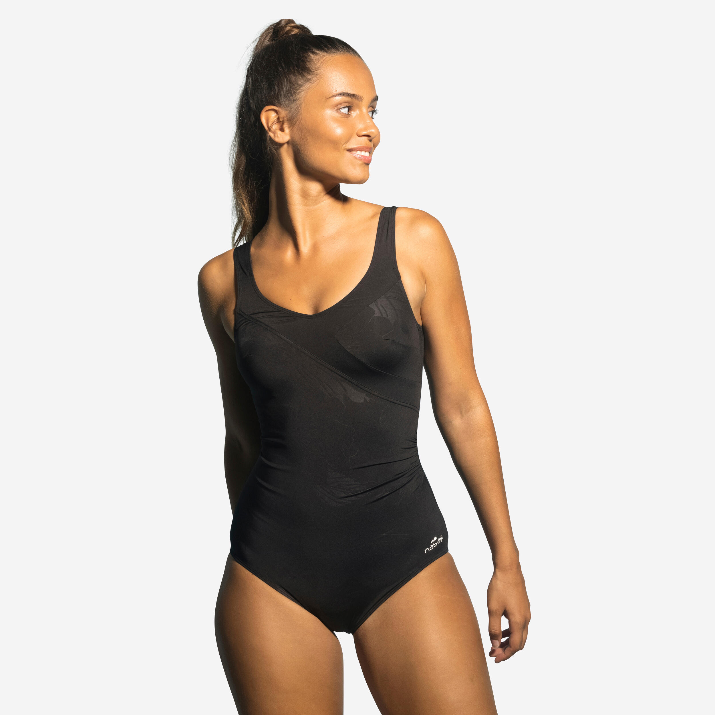 Maillot de bain 1 pièce gymnastique aquatique femme - Karli Lys noir - NABAIJI