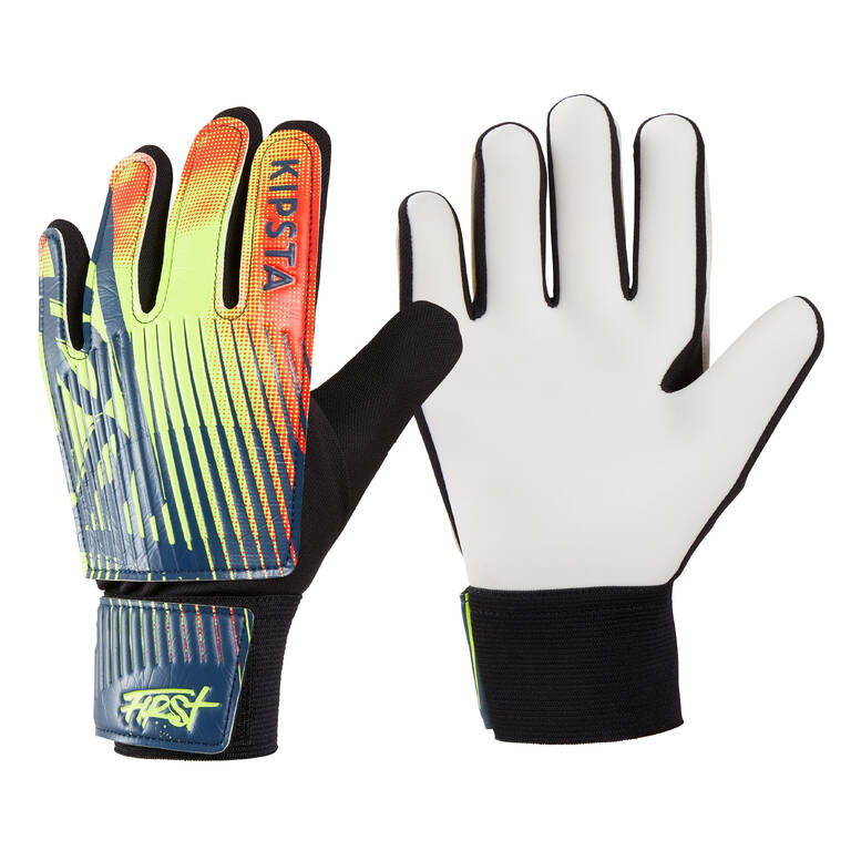 Kids' Football Goalkeeper Gloves First - Black/Yellow/Red