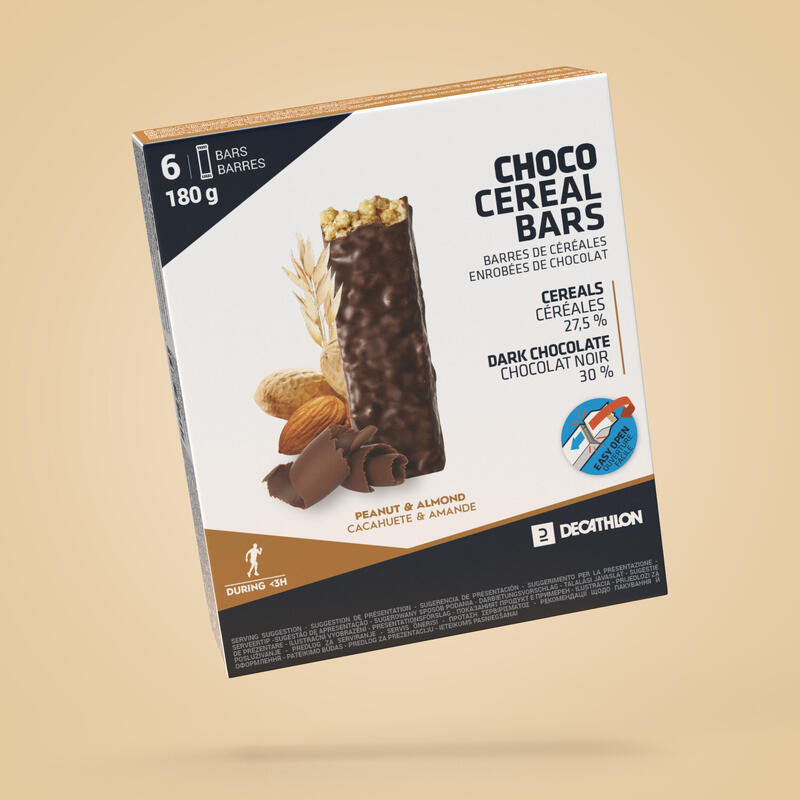 Baton de Cereale cu Arahide și Migdale Învelit în Ciocolată x6 