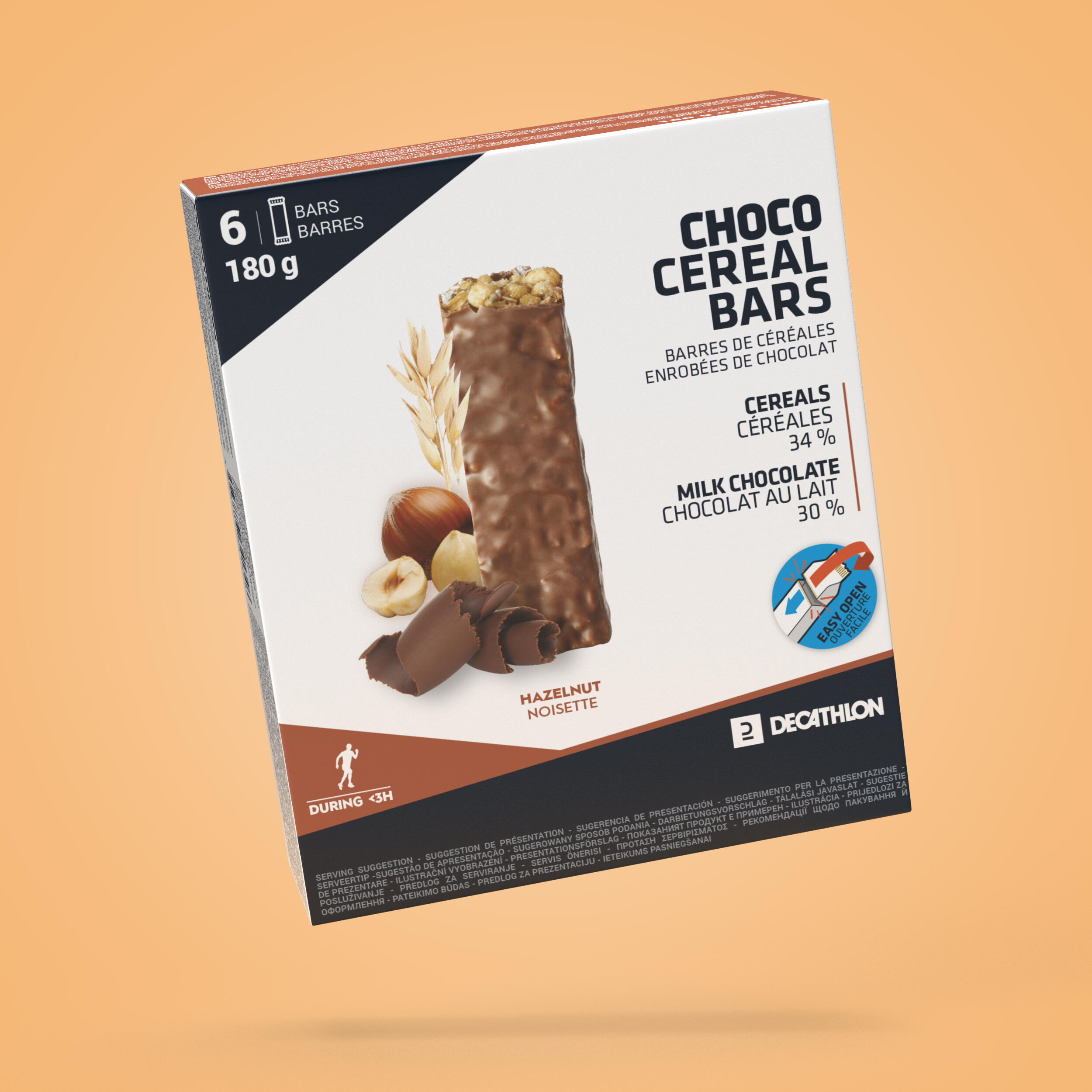 Baton de Cereale cu Alune Învelit în Ciocolată x6 decathlon.ro Nutritie