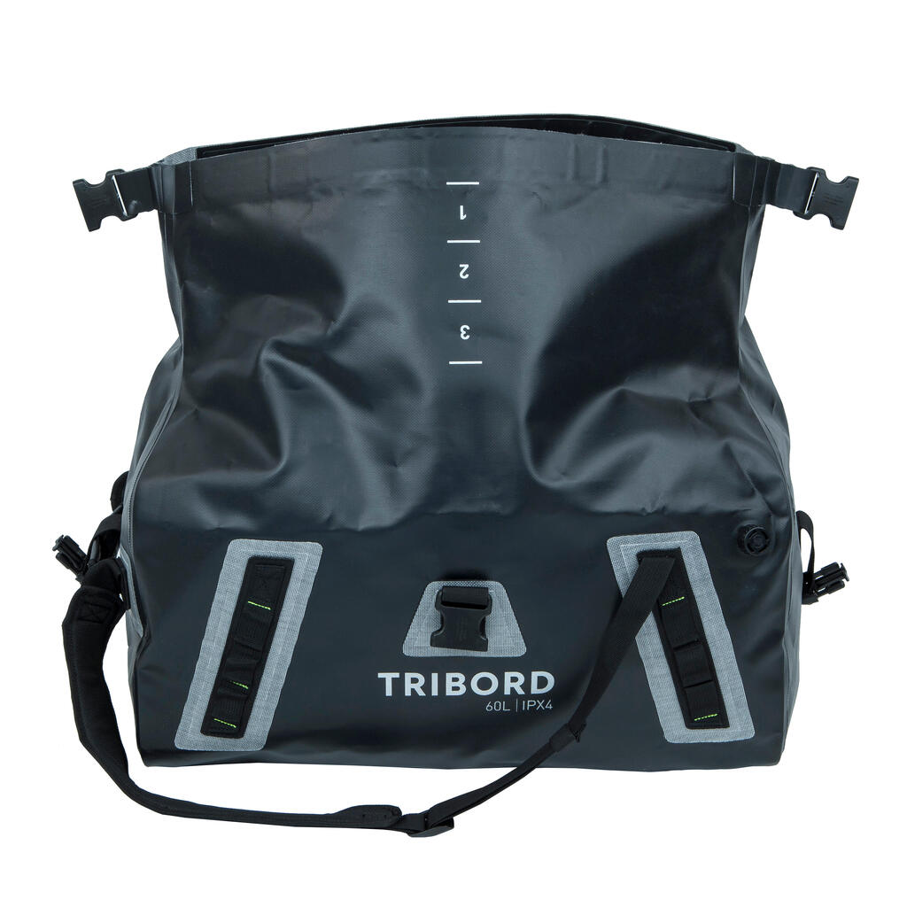 Reisetasche Sporttasche wasserdicht 60 L gelb/schwarz