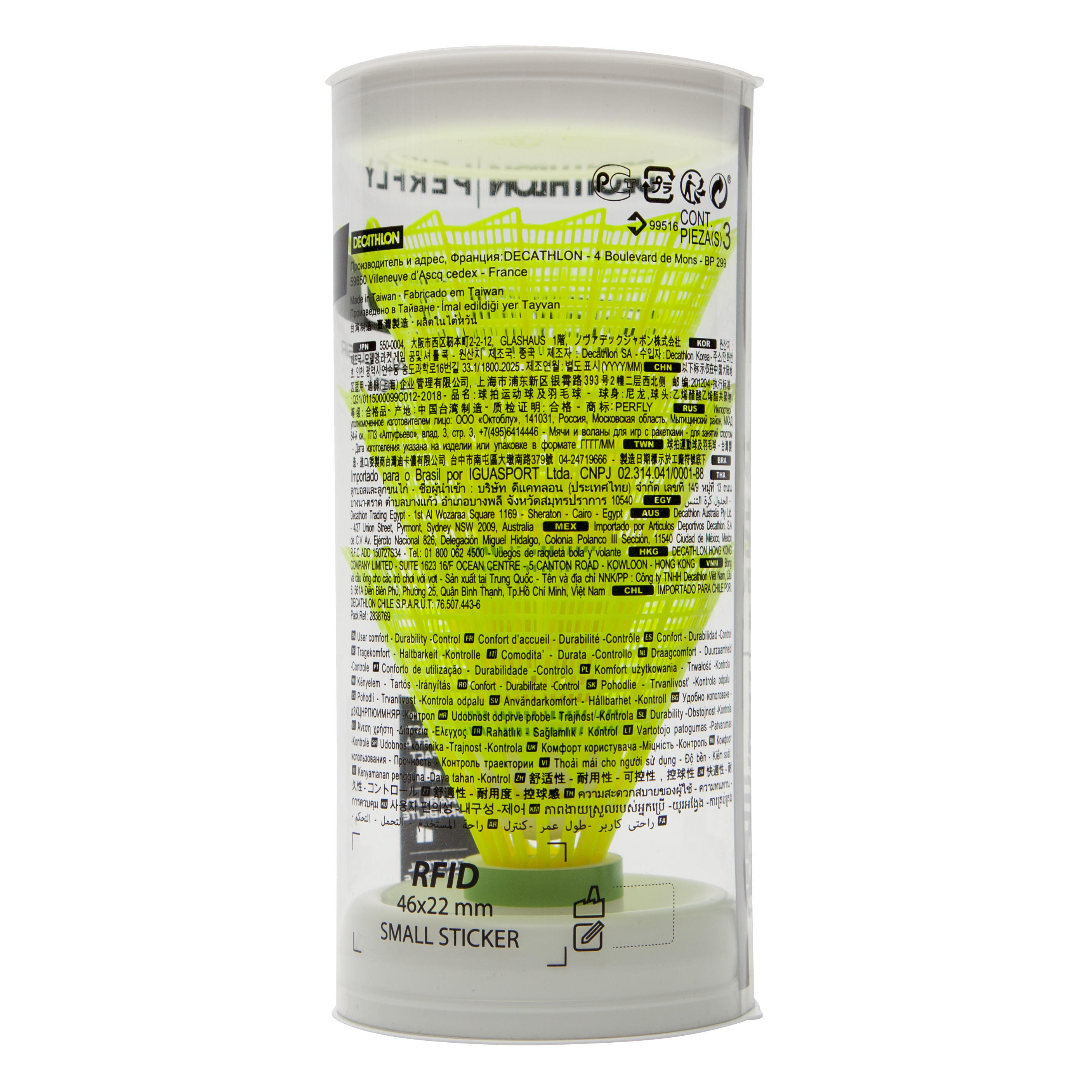 Lot De 3 Volants De Badminton En Plastique PSC 100 Medium - Jaune 2/2