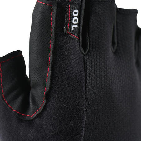 Gant musculation 100 Domyos noir rouge