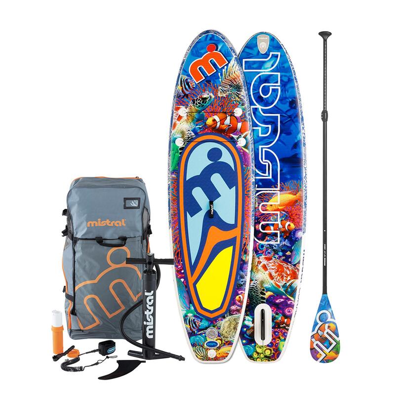 SUP Set Stand up Paddle aufblasbar DSFL 10´5 - Mistral Coral Einsteiger Familien