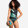 Bañador Mujer waterpolo negro verde WP 500