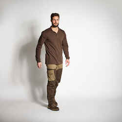 RENFORT 100 LONG-SLEEVED POLO SHIRT - BROWN