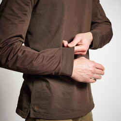 RENFORT 100 LONG-SLEEVED POLO SHIRT - BROWN