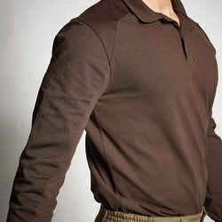 RENFORT 100 LONG-SLEEVED POLO SHIRT - BROWN