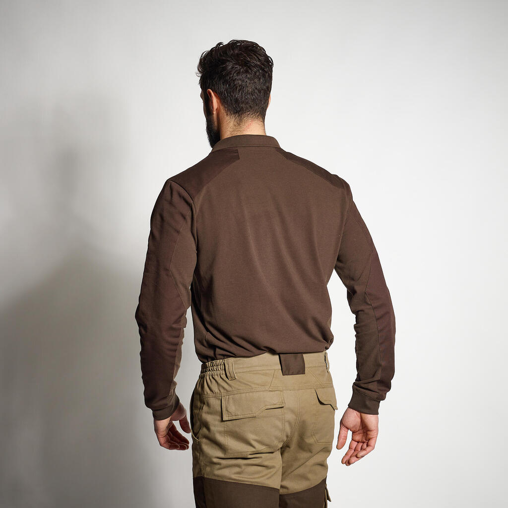 RENFORT 100 LONG-SLEEVED POLO SHIRT - BROWN