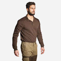 RENFORT 100 LONG-SLEEVED POLO SHIRT - BROWN