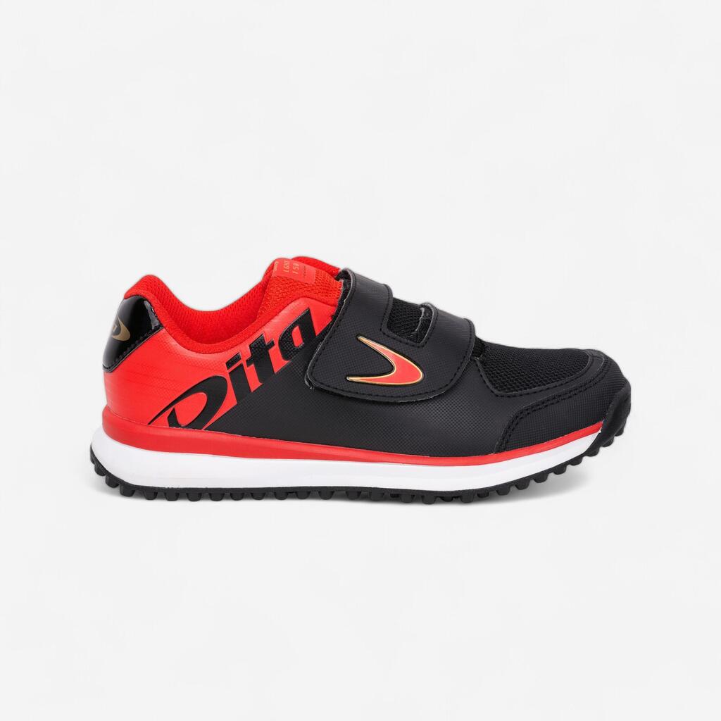 Kinder Feldhockeyschuhe Klettverschluss - Fix And Go rot/schwarz