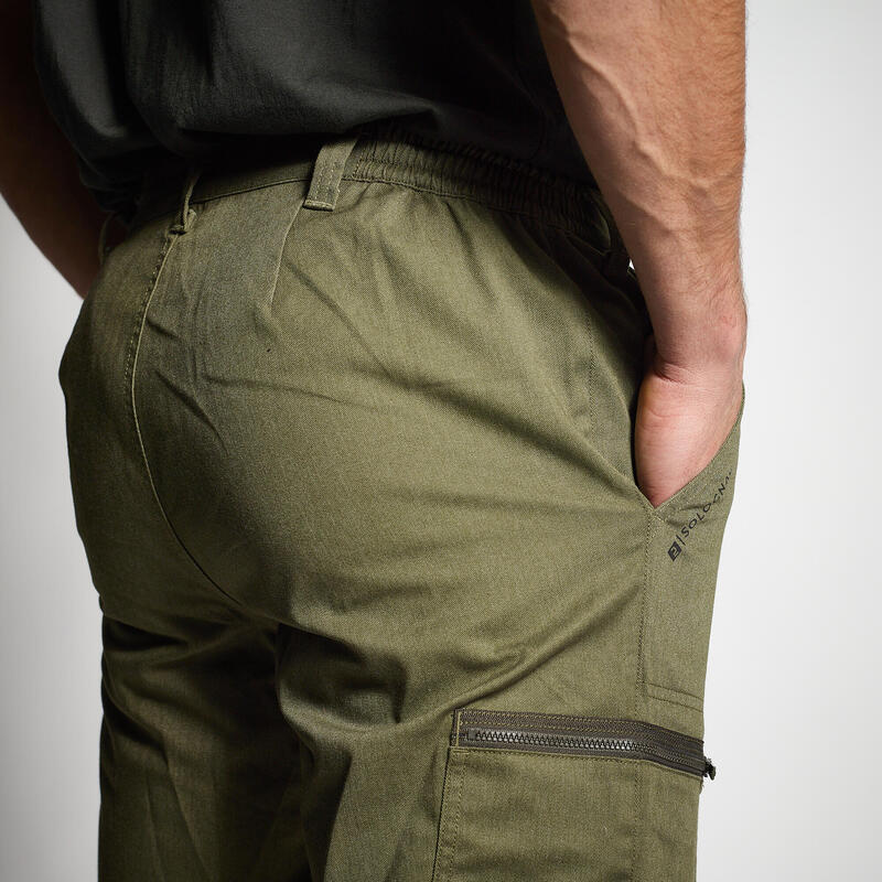 Pantalón Cargo Hombre Solognac Steppe 100 Verde Resistente Multibolsillo