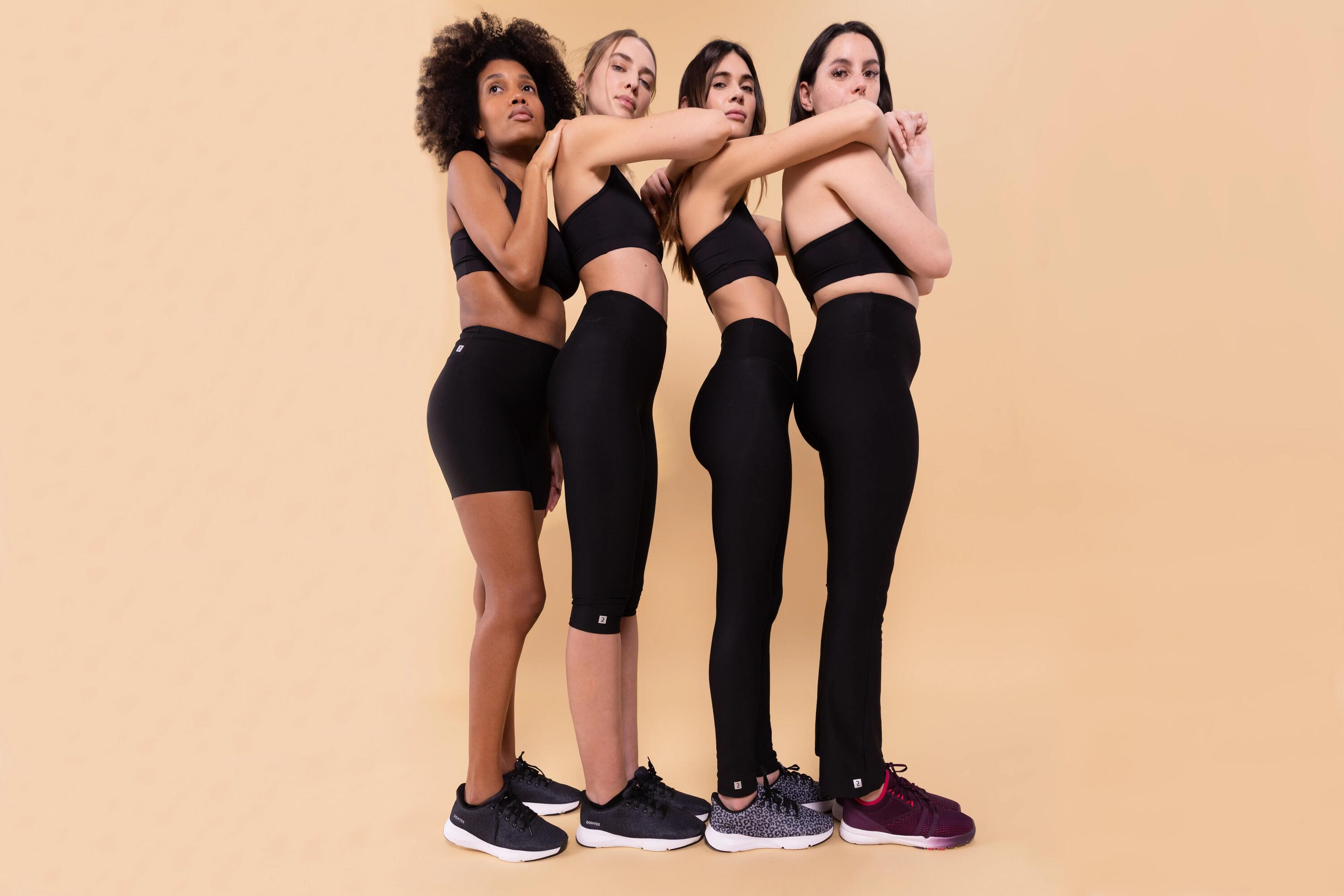 Leggings de desporto cintura subida e respiráveis mulher, preto 15/20
