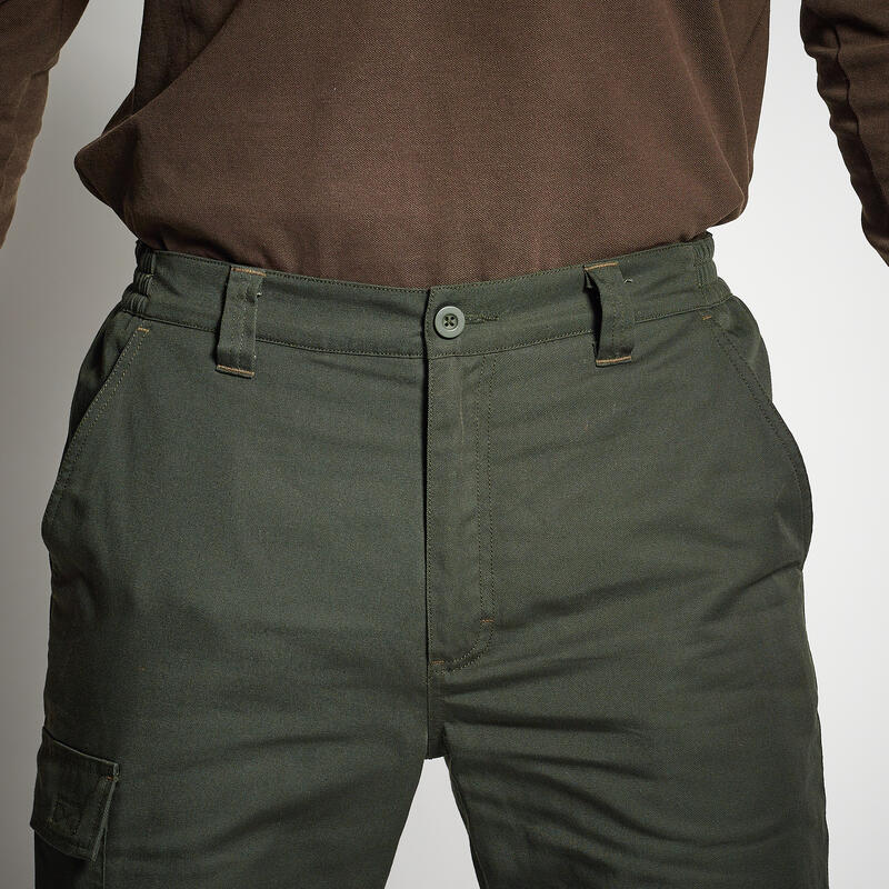 Pantalón De Caza Hombre Solognac 100 Verde Cálido Perlante