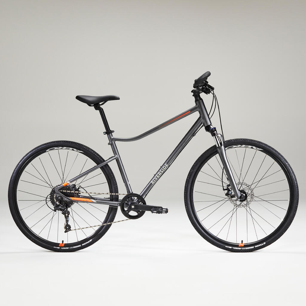 Trekingový bicykel Riverside 700 sivo-oranžový