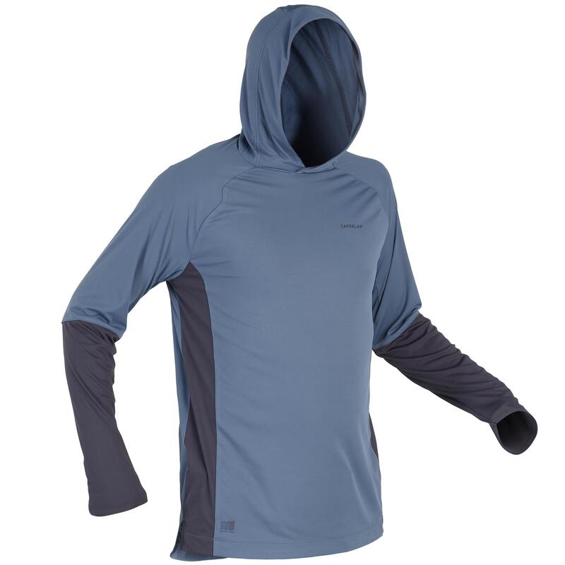 500-as UV-szűrő póló horgászathoz, kapucnival, kék